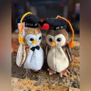 🦉 TY Beanie Babies Wise & Wisest Graduation Owls Class of 98 Lot of 2